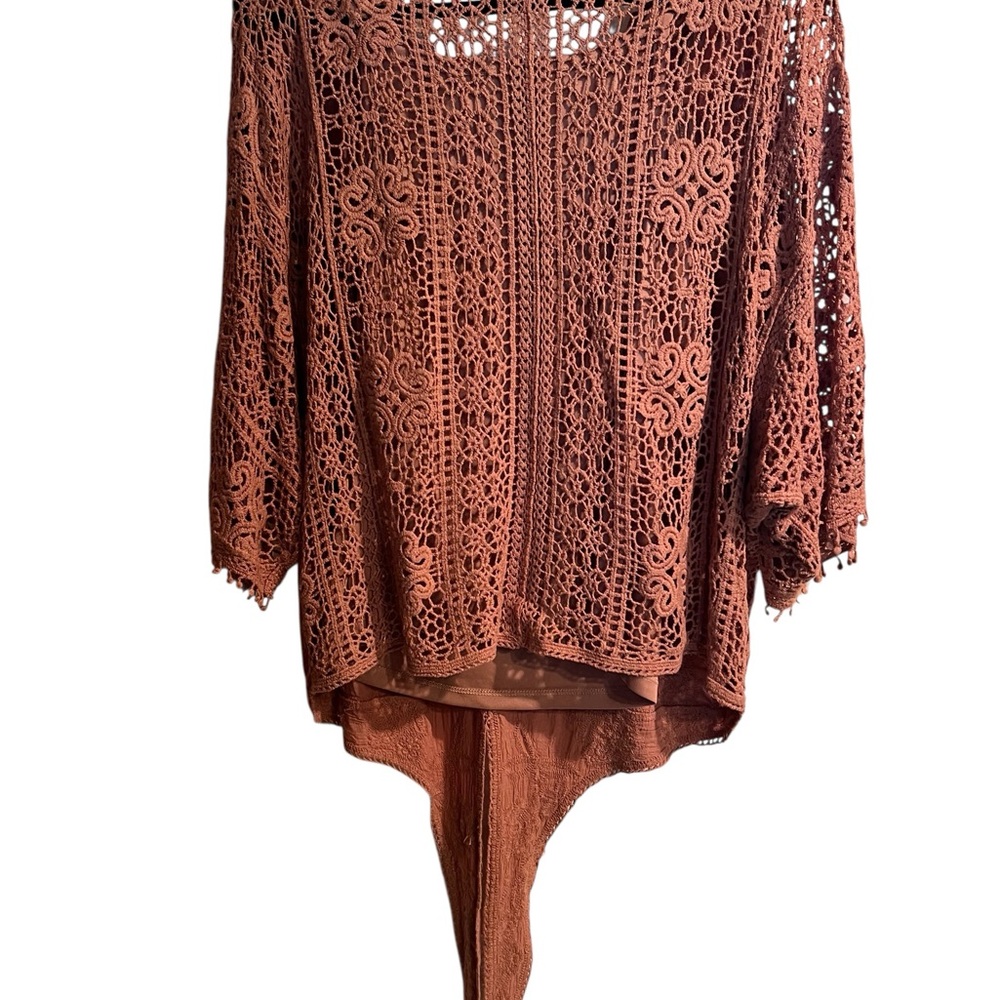 Democracy Crochet Lace Blouse - Rust